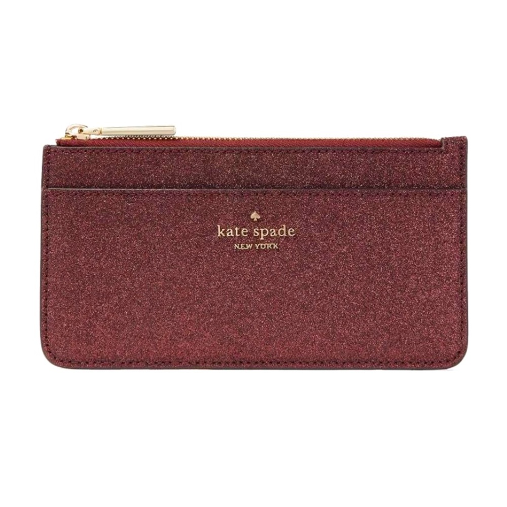 Kate Spade Shimmy Glitter Fabric Large Slim Cardholder in Deep Nova